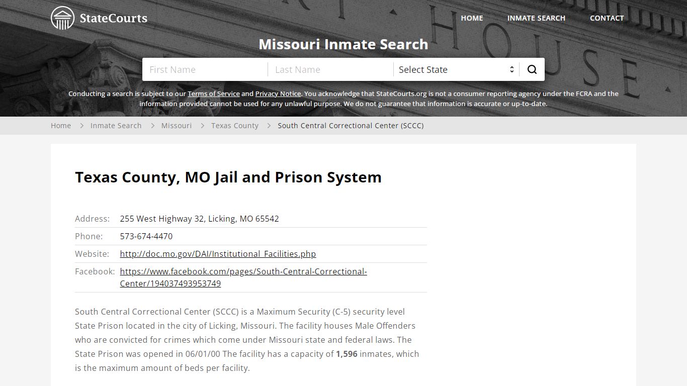 South Central Correctional Center (SCCC) Inmate Records Search ...