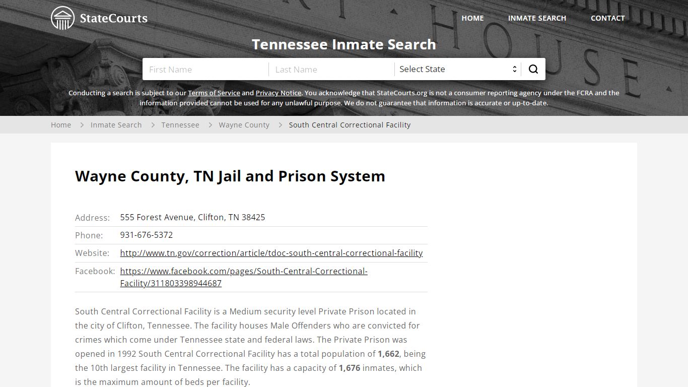 South Central Correctional Facility Inmate Records Search, Tennessee ...