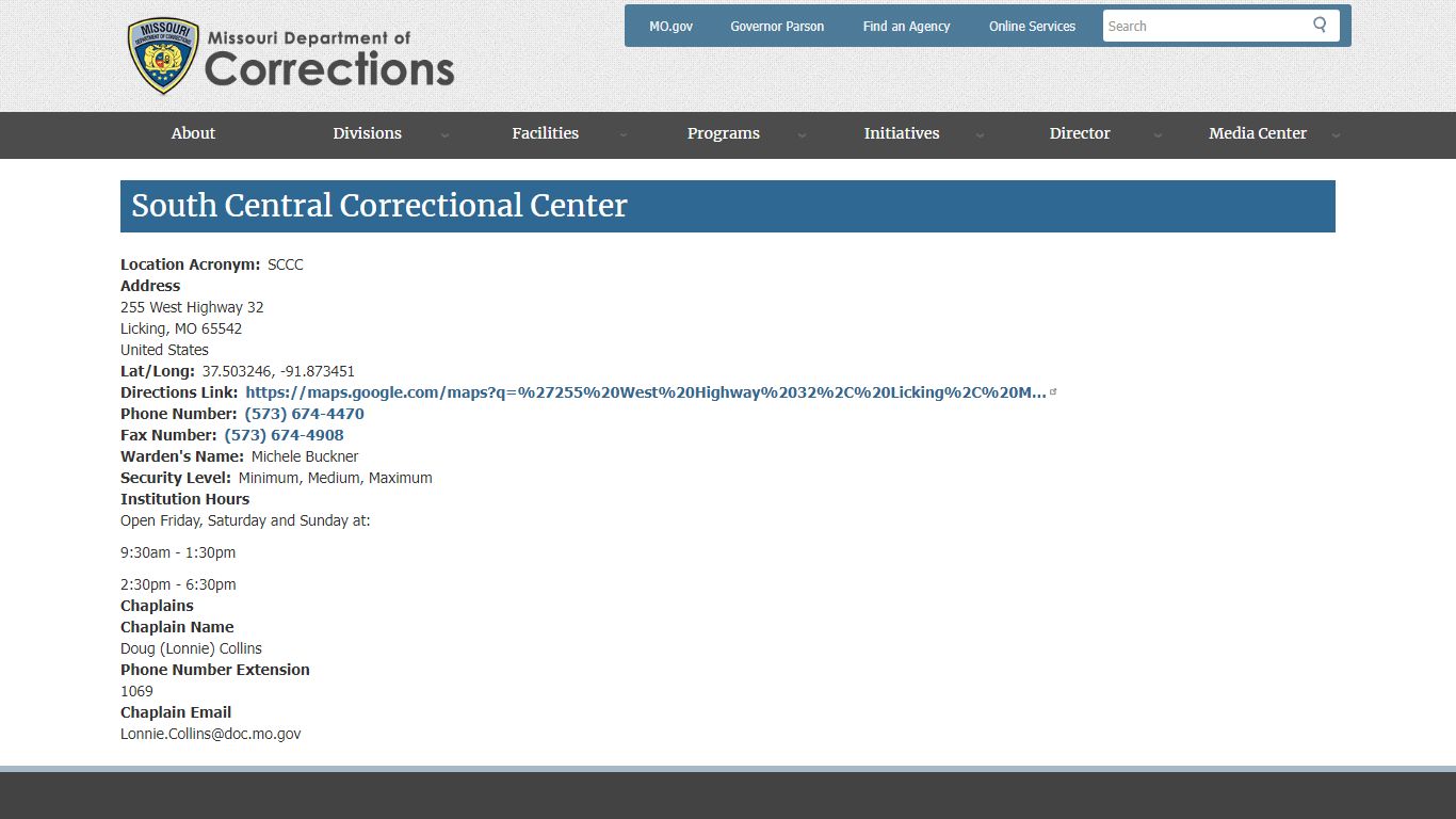 South Central Correctional Center | Missouri Department of Corrections