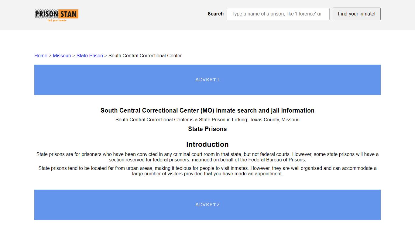 South Central Correctional Center (MO) inmate lookup and prison ...